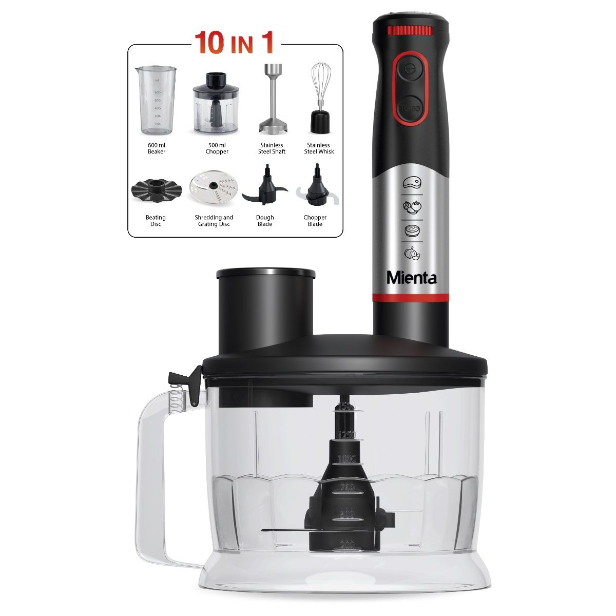 Mienta Essentials Pro 10-in-1 Hand Blender 1000W