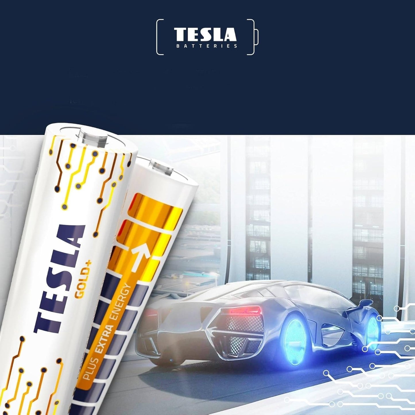 TESLA Gold Alkaline Battery AA LR6, Pencil Battery, Blister Pack of 4