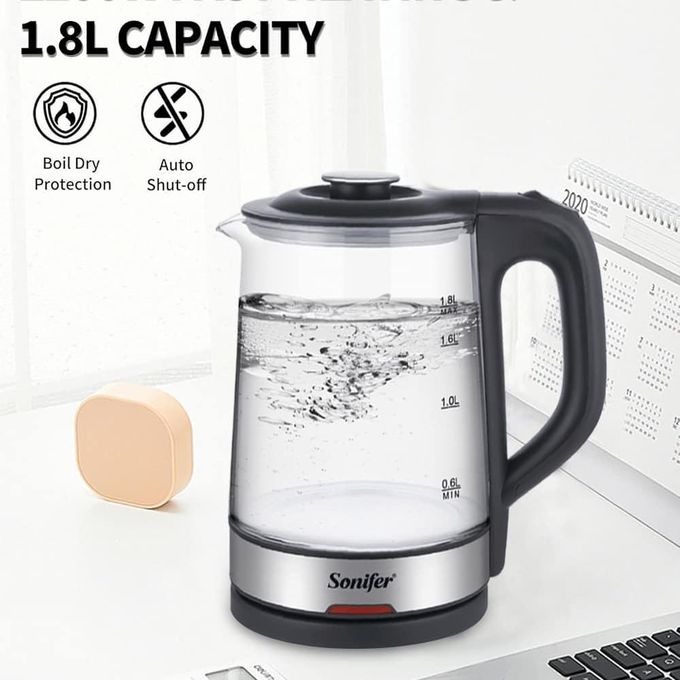 Sonifer Pyrex Kettle Dry Overheat Protection Light Indicator 1.8 L 1500W