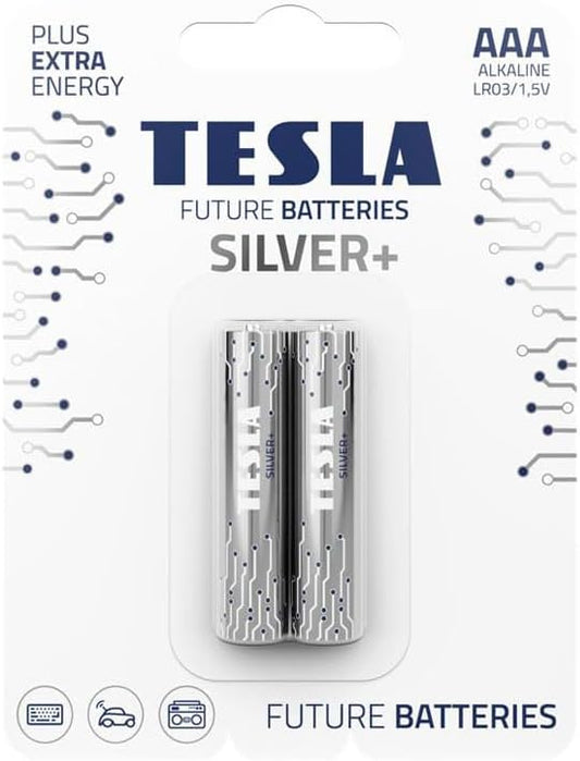 TESLA BATTERIES AAA LR03 / 1.5V SILVER+ 2 PCS