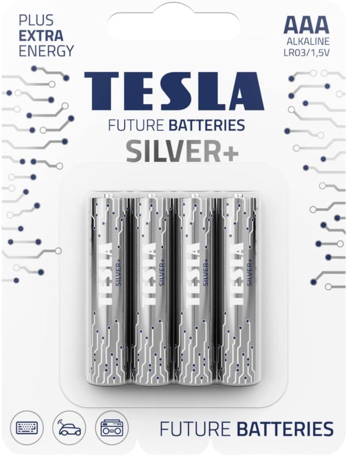 TESLA BATTERIES AAA ALKALINE LR03 / 1.5V SILVER+ 4 PCS