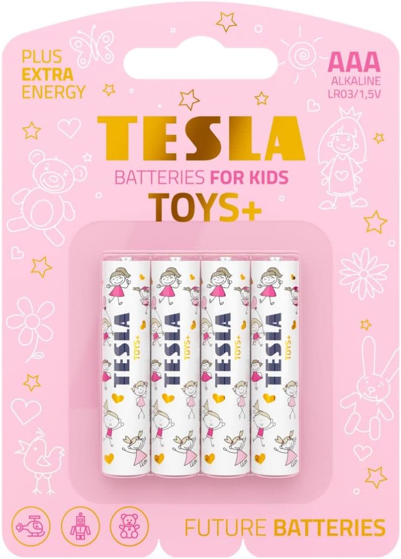Tesla Batteries AAA LR03/1.5V TOYS+ Alkaine Plus Extra Energy Batteries GIRL BLISTER FOIL 4pcs