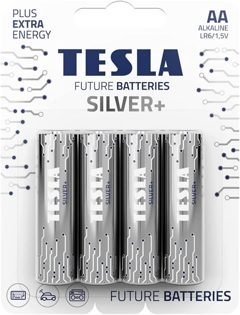TESLA BATTERIES AA ALKALINE LR6 / 1.5V SILVER+ 4 PCS