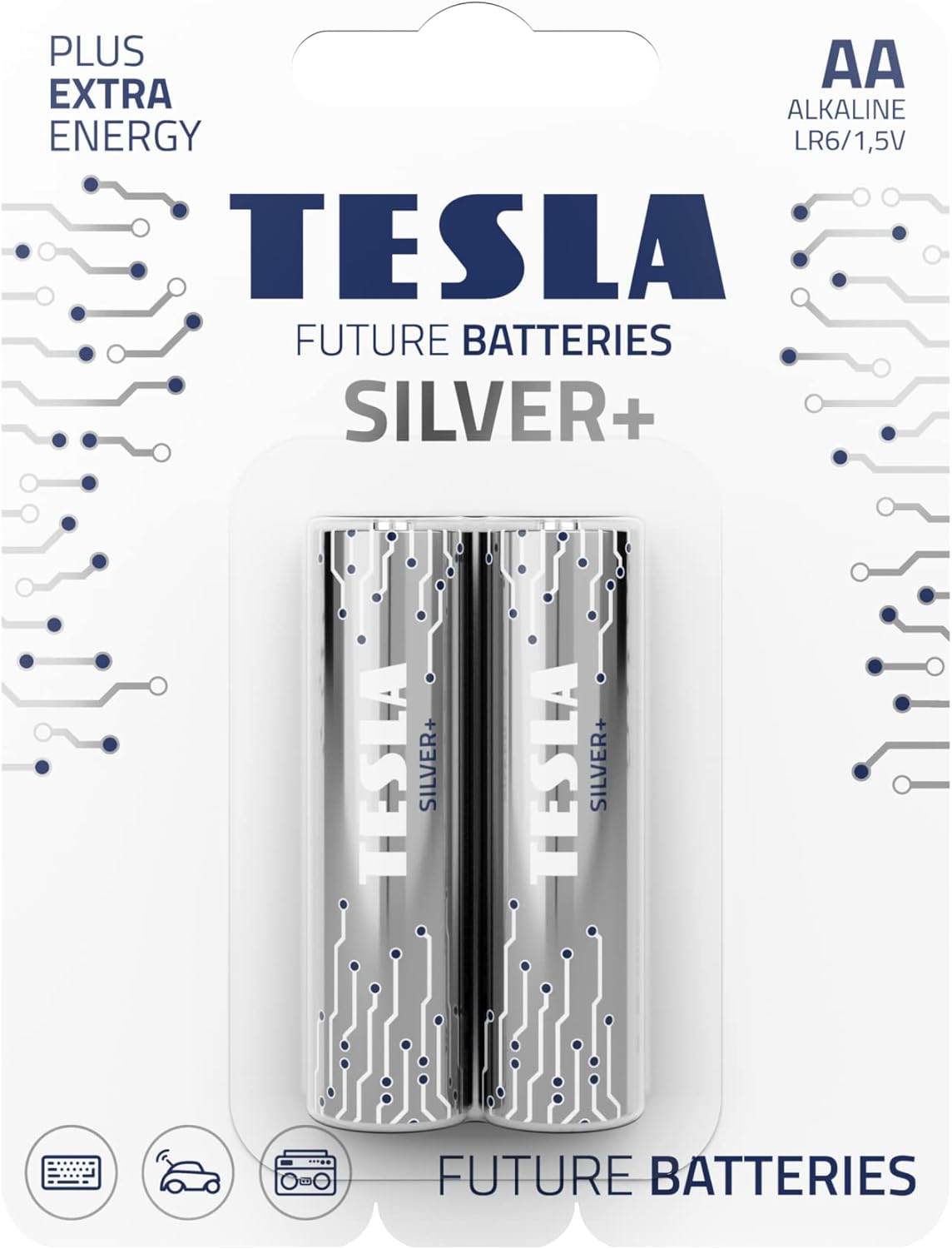 TESLA BATTERIES AA LR6 / 1.5V SILVER+ 2 PCS