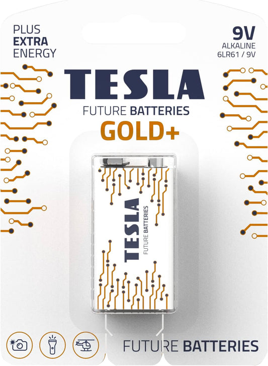TESLA Gold Alkaline Battery 9V (6LR61, 9V, Blister) Pack of 1