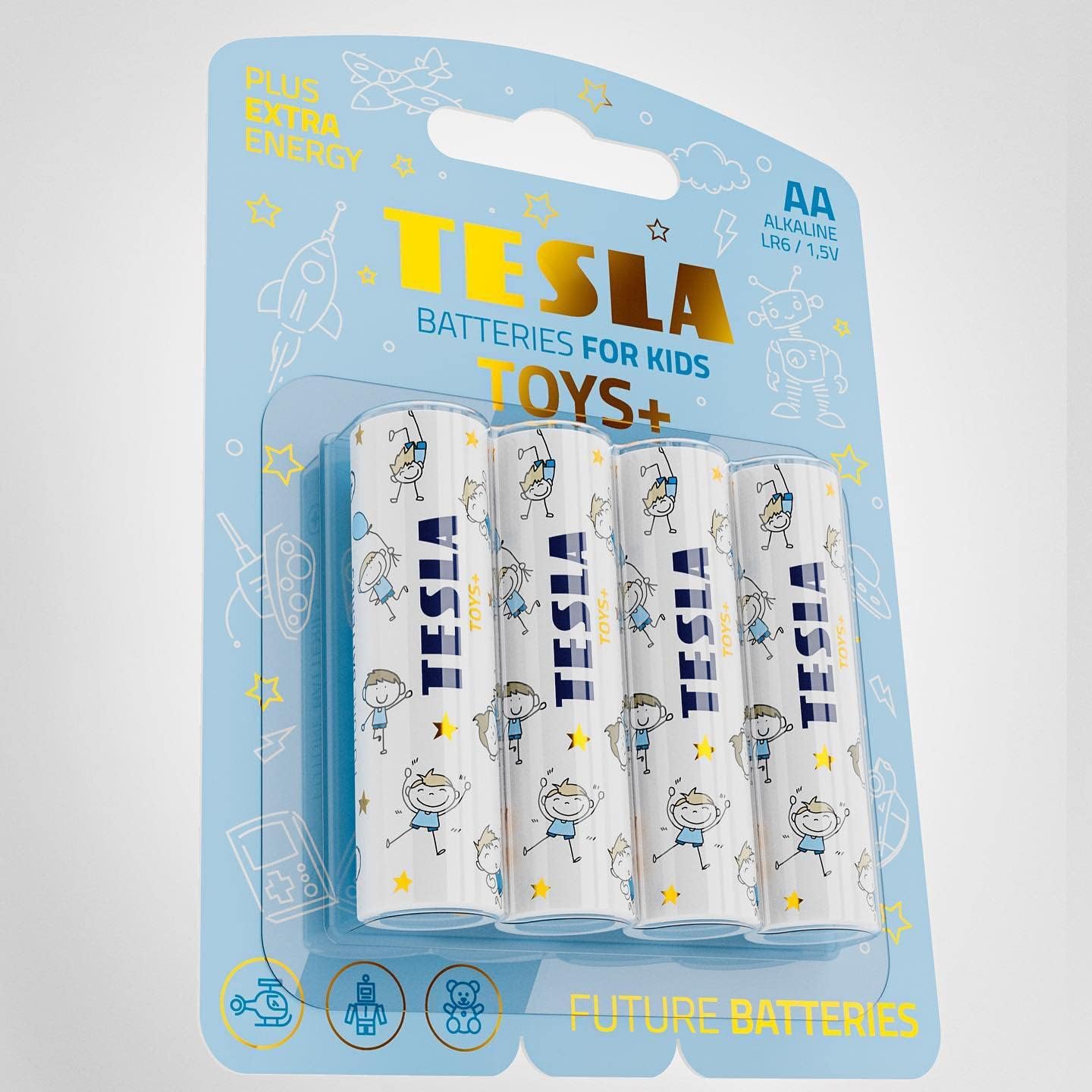 Tesla Batteries AA LR6/1.5V TOYS+ Alkaine Plus Extra Energy Batteries BOY BLISTER FOIL 4pcs
