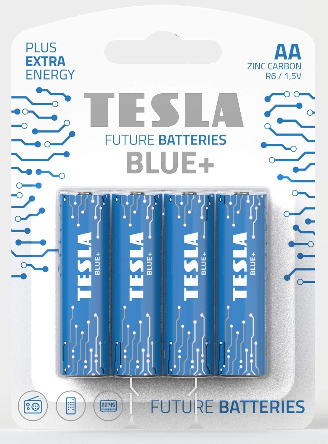 TESLA BATTERIES AA ZINC CARBON R6 / 1.5V BLUE+ 4 PCS