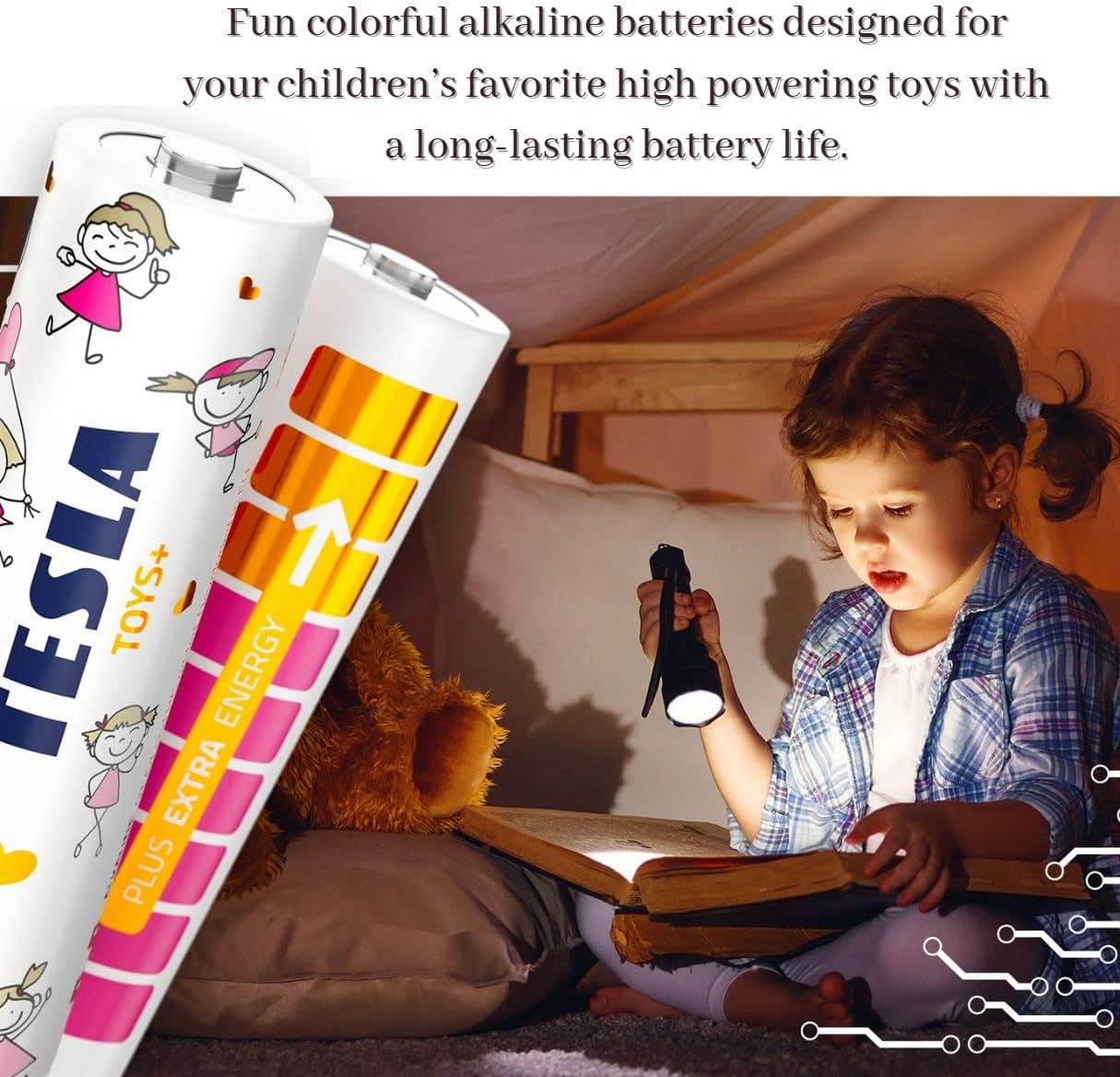 Tesla Batteries AAA LR03/1.5V TOYS+ Alkaine Plus Extra Energy Batteries GIRL BLISTER FOIL 4pcs