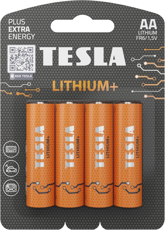 LITHIUM+ AA Alkaline FR6 Batteries 4pcs- powerful batteries for maximum performance, 1.5V constant power for high-consumption devices