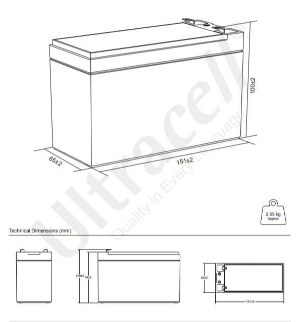 ULTRACELL RECHARGEBALE BATTERY 12V-9AH UCG