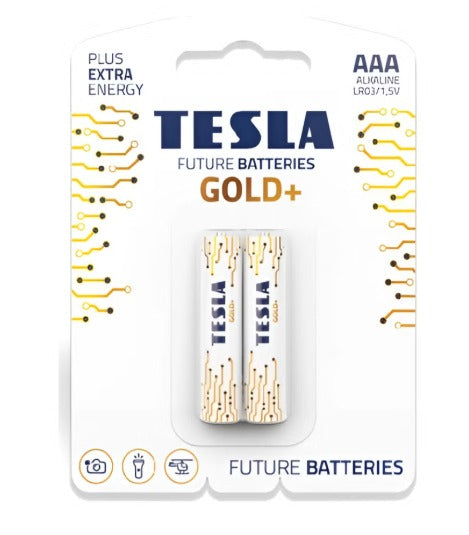 TESLA BATTERIES  AAA LR03 / 1.5V GOLD+  ALKALINE 2PCS
