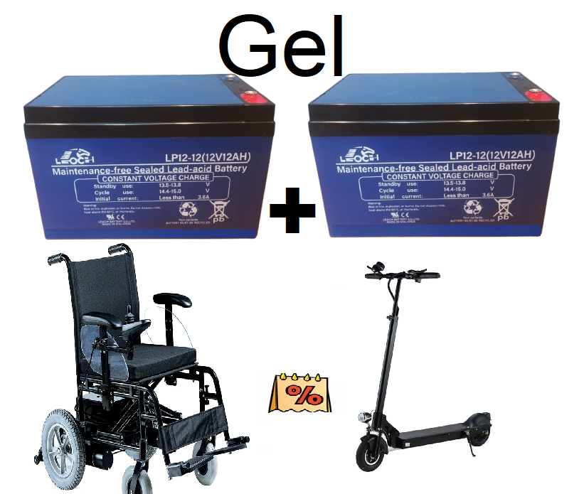 GEL BATTERY 12 V 12 AH  (1+1)